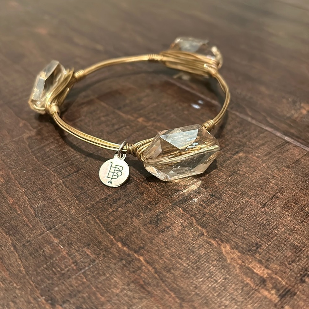Bourbon and Bowties Bangle Bracelet - Gold Beads